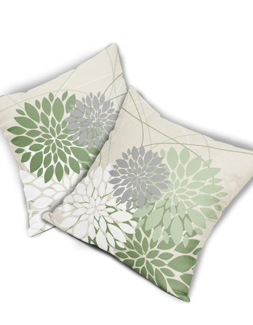 Load image into Gallery viewer, Sweetshow Sage Green Dahlia Linen Pillow Covers 18x18 Inch Set of 2
