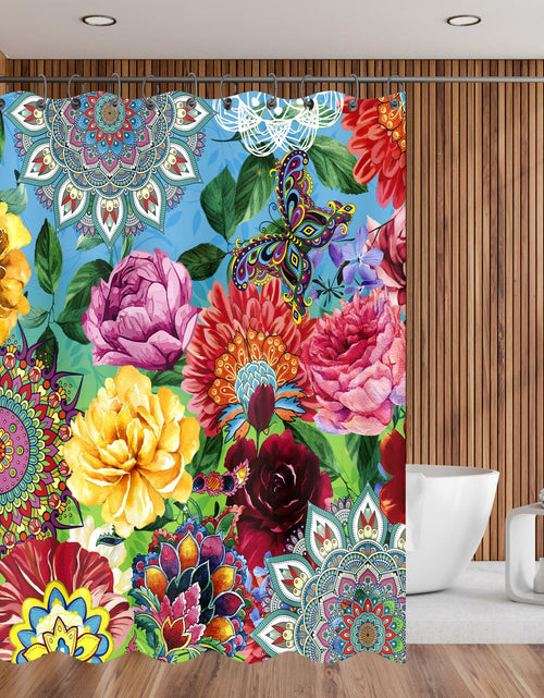 Load image into Gallery viewer, weesire Boho Floral Fabric Shower Curtain Colorful 72x72 Inch
