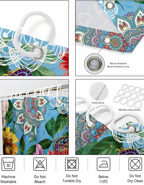 Load image into Gallery viewer, weesire Boho Floral Fabric Shower Curtain Colorful 72x72 Inch
