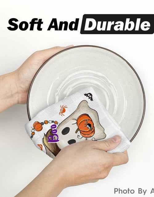 Load image into Gallery viewer, Artoid Mode Halloween Kitchen Towels Set of 2 Pumpkin Ghost Beige 18x26in
