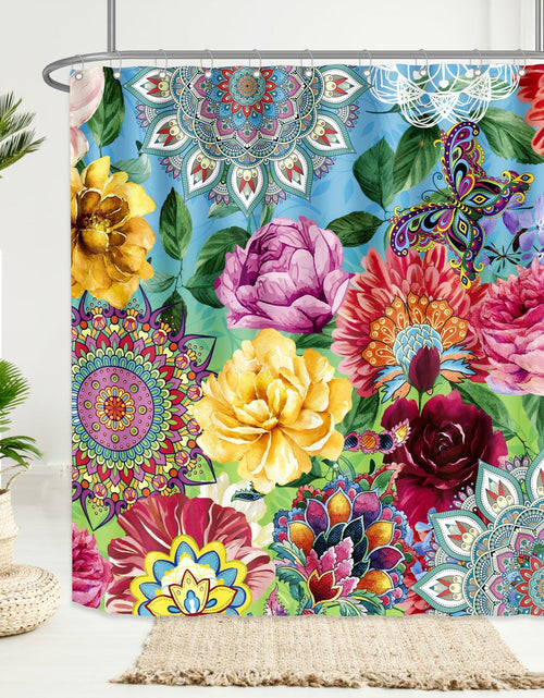 Load image into Gallery viewer, weesire Boho Floral Fabric Shower Curtain Colorful 72x72 Inch
