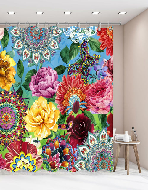 Load image into Gallery viewer, weesire Boho Floral Fabric Shower Curtain Colorful 72x72 Inch
