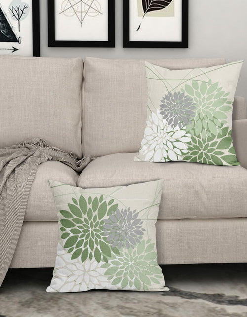 Load image into Gallery viewer, Sweetshow Sage Green Dahlia Linen Pillow Covers 18x18 Inch Set of 2
