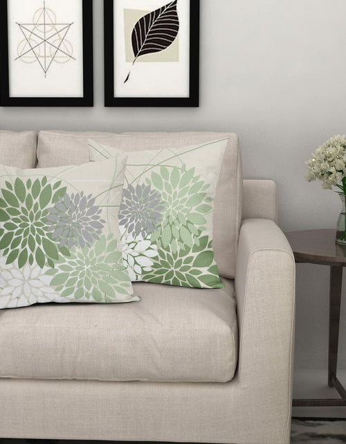 Load image into Gallery viewer, Sweetshow Sage Green Dahlia Linen Pillow Covers 18x18 Inch Set of 2
