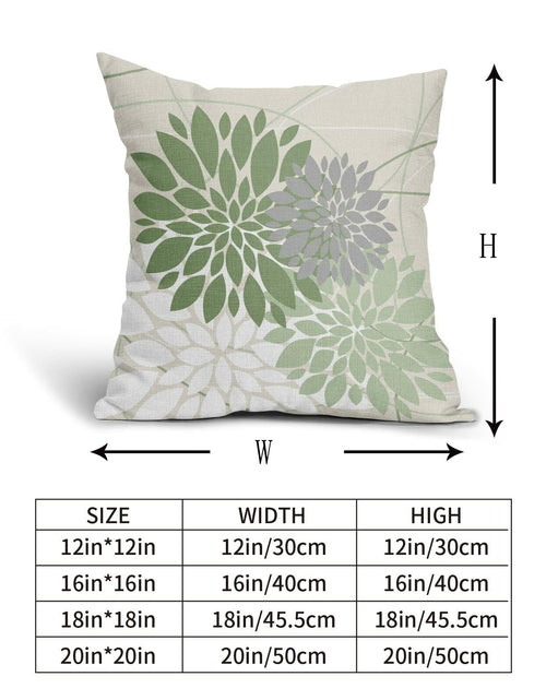 Load image into Gallery viewer, Sweetshow Sage Green Dahlia Linen Pillow Covers 18x18 Inch Set of 2
