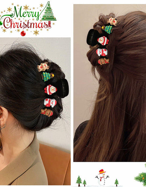Load image into Gallery viewer, XEININVU Christmas Hair Claw Clip Velvet Large Santa Gingerbread 1Pc
