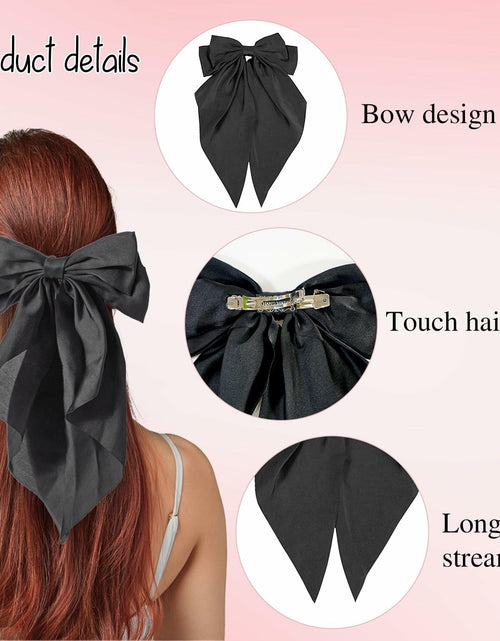 Load image into Gallery viewer, HUFITION Satin Metal Hair Bow Clips 3 PCS Beige Hot Pink Light Pink
