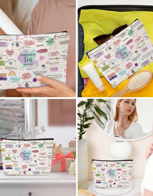 Load image into Gallery viewer, CVYW Christian Makeup Bag Bible Verse Promesas de Dios Para Mi 9.8x7.9x1.8
