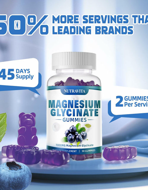 Load image into Gallery viewer, BestBy09/26 Nutravita Magnesium Glycinate Gummies 1000mg 90ct Blueberry
