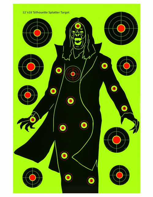 Load image into Gallery viewer, WEIMIKE Shooting Targets 12x18in Splatter Silhouette Paper Black Yellow Red
