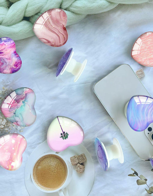 Load image into Gallery viewer, Luhoit Expanding Heart Shape Glass Phone Grip Stand Pink LSF5C
