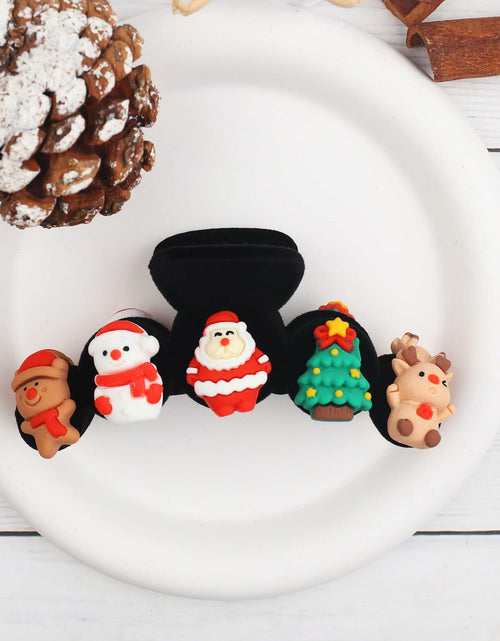 Load image into Gallery viewer, XEININVU Christmas Hair Claw Clip Velvet Large Santa Gingerbread 1Pc
