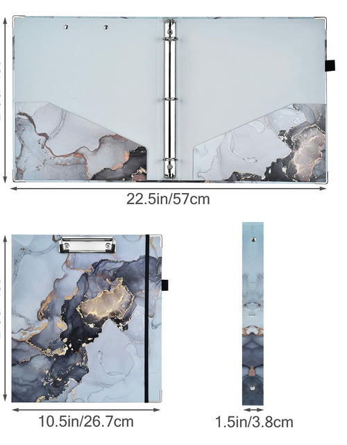Load image into Gallery viewer, NELOVI 3 Ring Binder Letter Size 1" Black Marble Clipboard with 5-Tab Dividers
