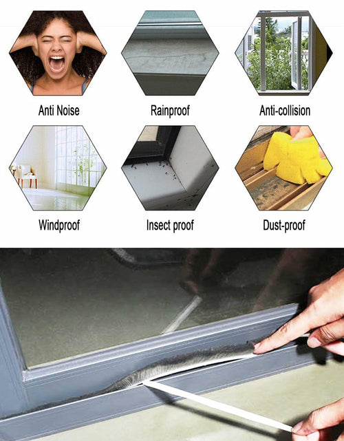 Load image into Gallery viewer, Noabaco 33 Ft Brush Weather Stripping Door Window Seal Strip Grey 11/32x9/16

