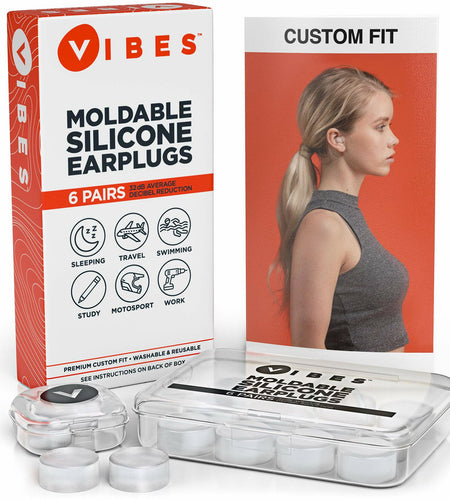 Vibes Silicone Ear Plugs Waterproof Moldable Gel Noise Blocking 6 Pairs