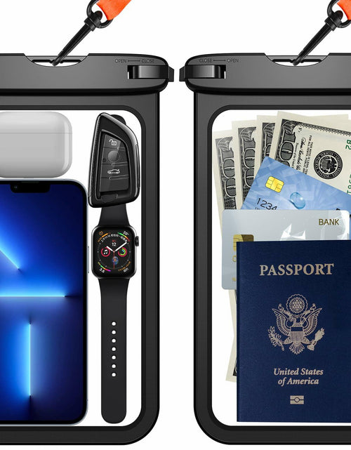 Load image into Gallery viewer, Temdan 2 Pcs Waterproof Phone Pouch IPX8 Up to 10" Large Black with Lanyard
