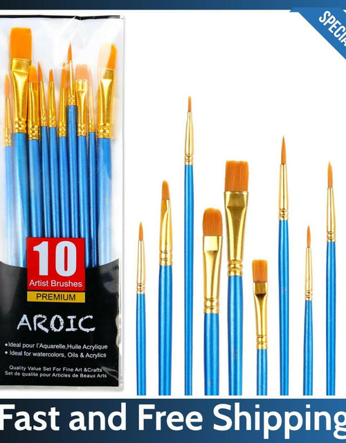 Load image into Gallery viewer, AROIC 10 Pcs Acrylic Paint Brush Set Nylon Hair Watercolor Oil Paint
