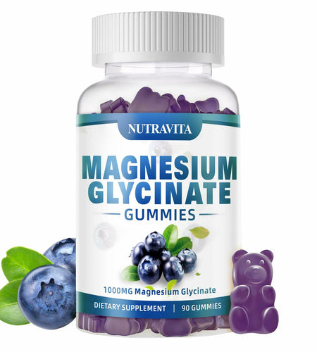 BestBy09/26 Nutravita Magnesium Glycinate Gummies 1000mg 90ct Blueberry