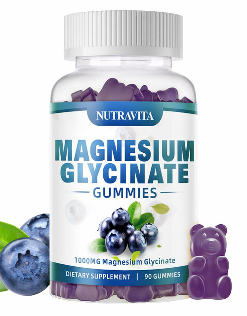 Load image into Gallery viewer, BestBy09/26 Nutravita Magnesium Glycinate Gummies 1000mg 90ct Blueberry
