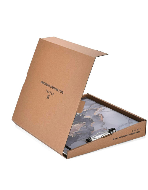 Load image into Gallery viewer, NELOVI 3 Ring Binder Letter Size 1" Black Marble Clipboard with 5-Tab Dividers
