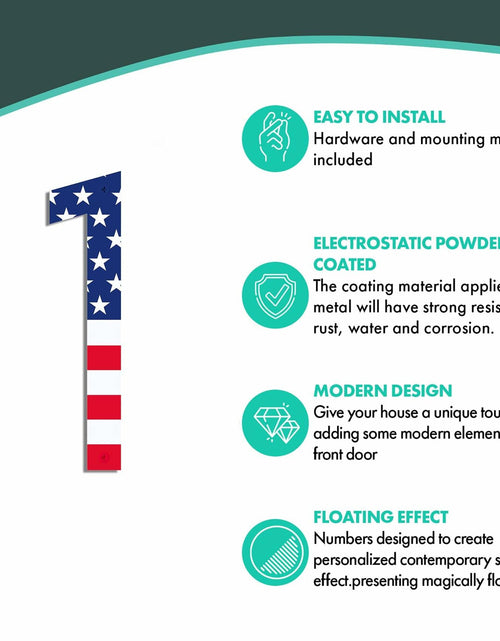 Load image into Gallery viewer, Metal House Number 8 with American Flag 6 Inch Rust-Proof Durable

