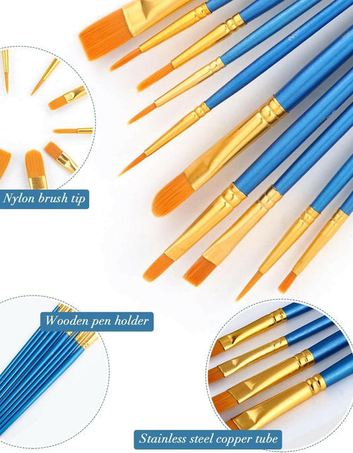Load image into Gallery viewer, AROIC 10 Pcs Acrylic Paint Brush Set Nylon Hair Watercolor Oil Paint

