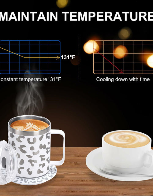 Load image into Gallery viewer, DEQIANG Heated Coffee Mug 12oz USB Powered 304 Stainless Steel Black Leopard
