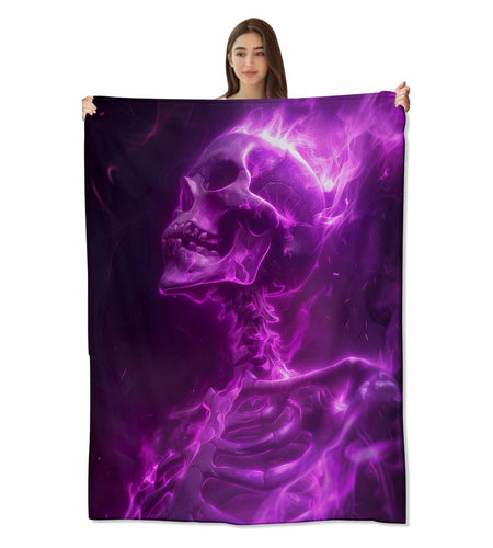 amepay Purple Skull Plush Flannel Throw Blanket 60x50 Inch