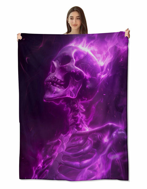 Load image into Gallery viewer, amepay Purple Skull Plush Flannel Throw Blanket 60x50 Inch
