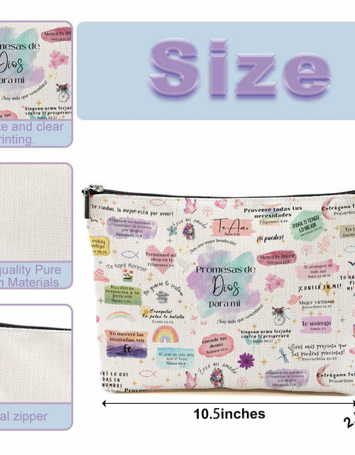 Load image into Gallery viewer, CVYW Christian Makeup Bag Bible Verse Promesas de Dios Para Mi 9.8x7.9x1.8
