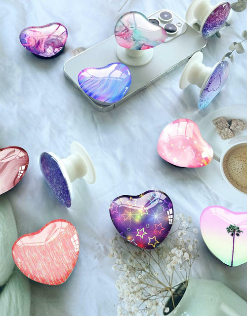 Load image into Gallery viewer, Luhoit Expanding Heart Shape Glass Phone Grip Stand Pink LSF5C
