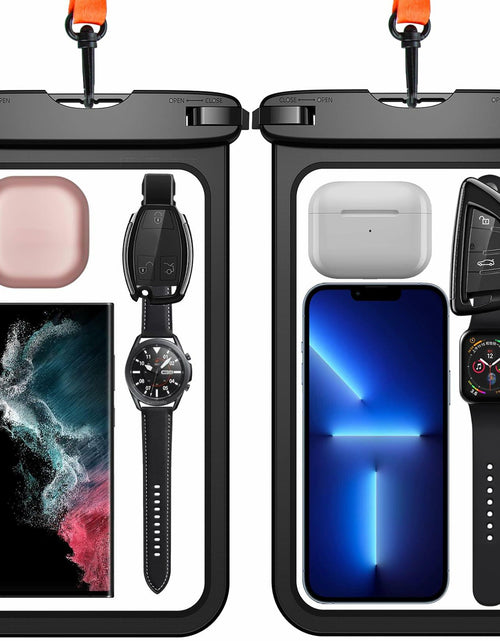 Load image into Gallery viewer, Temdan 2 Pcs Waterproof Phone Pouch IPX8 Up to 10" Large Black with Lanyard
