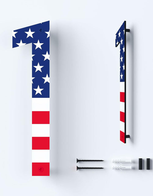 Load image into Gallery viewer, Metal House Number 8 with American Flag 6 Inch Rust-Proof Durable
