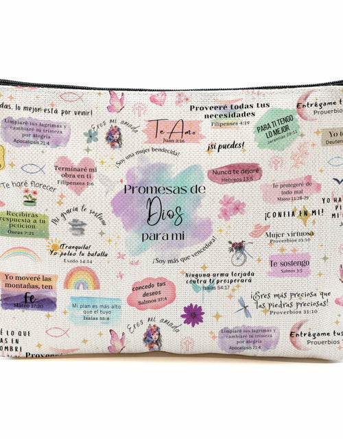 Load image into Gallery viewer, CVYW Christian Makeup Bag Bible Verse Promesas de Dios Para Mi 9.8x7.9x1.8
