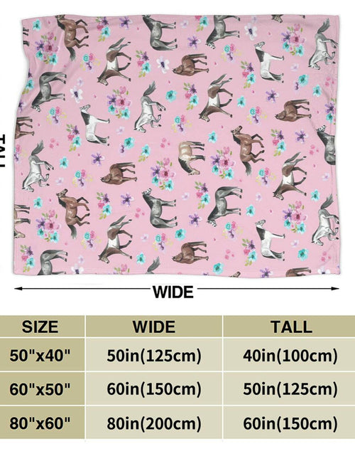 Load image into Gallery viewer, Knsoiv 3D Flannel Plush Throw Blanket Pink Horses Flowers Floral 50x40
