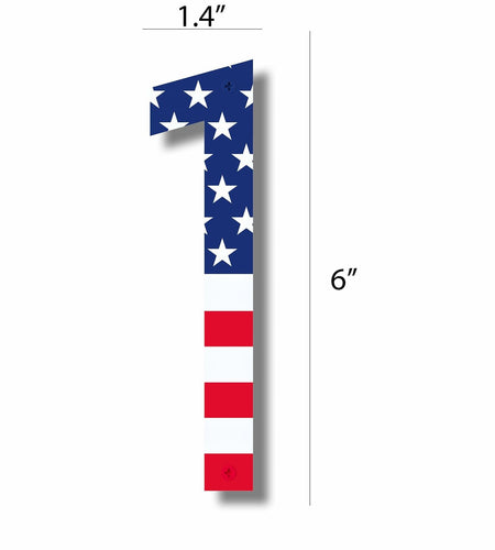 Metal House Number 8 with American Flag 6 Inch Rust-Proof Durable