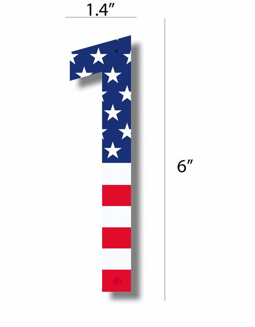 Load image into Gallery viewer, Metal House Number 8 with American Flag 6 Inch Rust-Proof Durable
