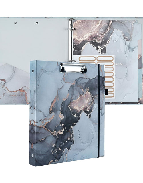 Load image into Gallery viewer, NELOVI 3 Ring Binder Letter Size 1" Black Marble Clipboard with 5-Tab Dividers
