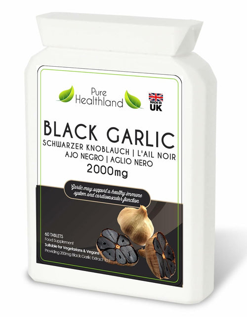Load image into Gallery viewer, Pure Healthland Black Garlic Supplement Vegan Tablets UK 1 Bottle
