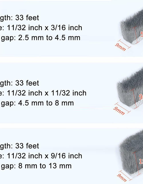Load image into Gallery viewer, Noabaco 33 Ft Brush Weather Stripping Door Window Seal Strip Grey 11/32x9/16
