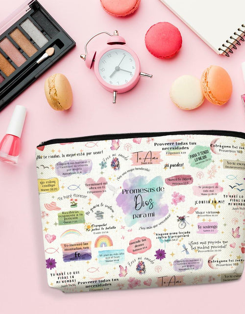 Load image into Gallery viewer, CVYW Christian Makeup Bag Bible Verse Promesas de Dios Para Mi 9.8x7.9x1.8
