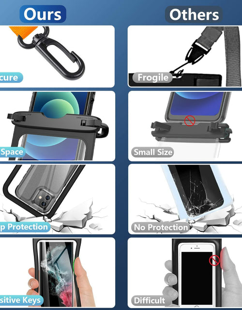 Load image into Gallery viewer, Temdan 2 Pcs Waterproof Phone Pouch IPX8 Up to 10" Large Black with Lanyard
