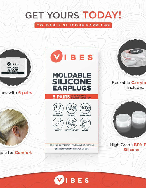 Load image into Gallery viewer, Vibes Silicone Ear Plugs Waterproof Moldable Gel Noise Blocking 6 Pairs
