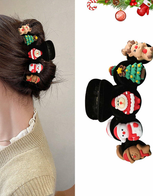 Load image into Gallery viewer, XEININVU Christmas Hair Claw Clip Velvet Large Santa Gingerbread 1Pc
