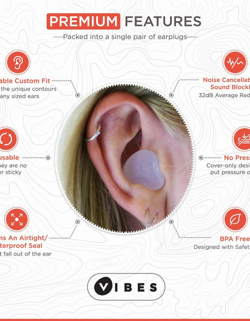 Load image into Gallery viewer, Vibes Silicone Ear Plugs Waterproof Moldable Gel Noise Blocking 6 Pairs
