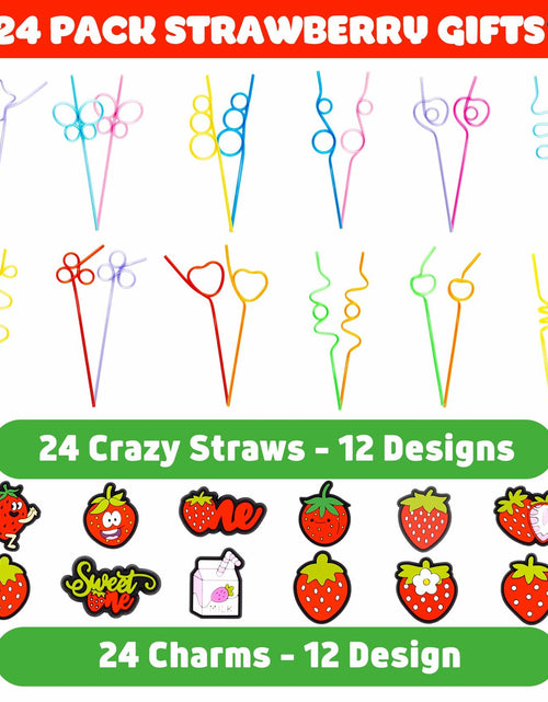 Load image into Gallery viewer, SODWINCO 24 PCS Strawberry Drinking Crazy Straws Kids Party Supplies Red
