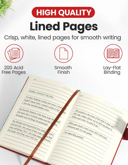 Load image into Gallery viewer, Promot PU Leather A5 Lined Notebook with Pen Red 200 Pages Elastic Pocket
