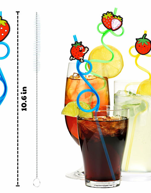 Load image into Gallery viewer, SODWINCO 24 PCS Strawberry Drinking Crazy Straws Kids Party Supplies Red
