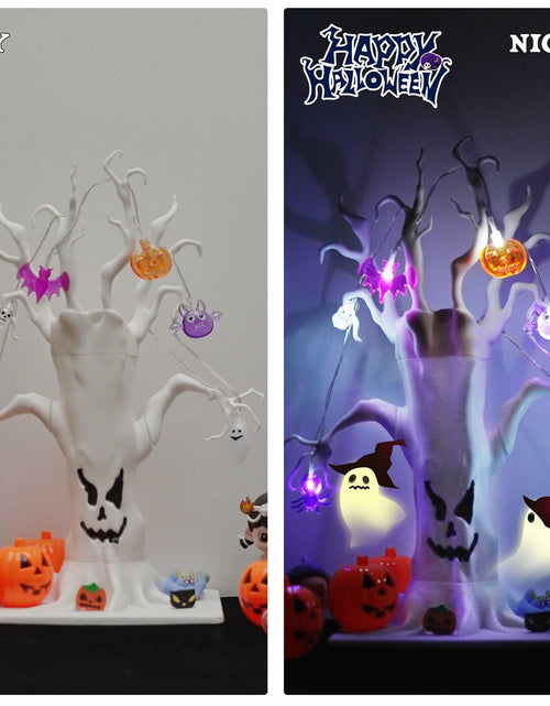 Load image into Gallery viewer, GNIXLING Halloween Tree Decorative Centerpiece White, Spooky Ornaments &amp; Lights
