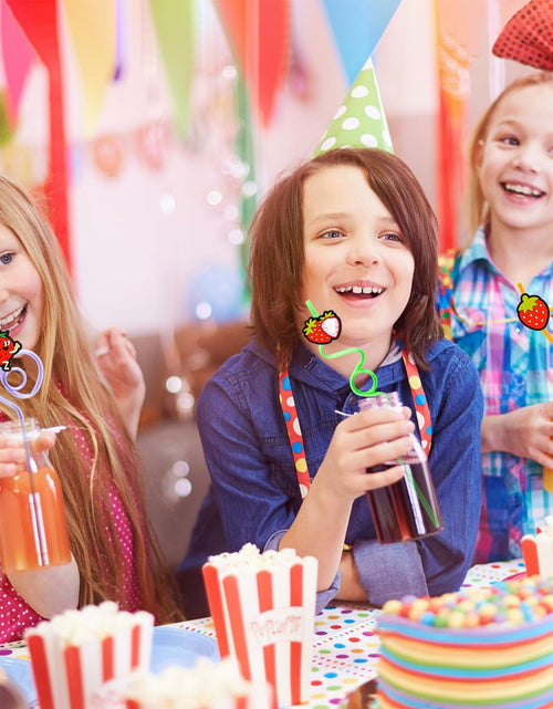 Load image into Gallery viewer, SODWINCO 24 PCS Strawberry Drinking Crazy Straws Kids Party Supplies Red
